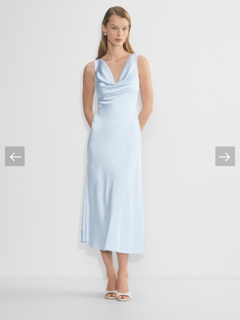Aritzia Wilfred the Olivia Midi dress in shimmer (light blue) size 10